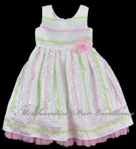 NEW Little Girls Jona Michelle Spring WHITE Dress Ribbon Flower Tulle 