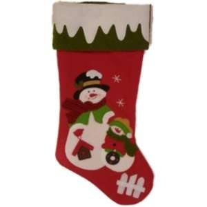   Red Felt Snowman Family Christmas Stocking Holiday