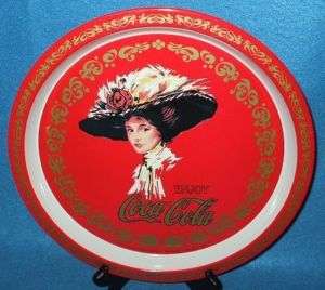 Enjoy Coca Cola Coke 1982 Red Gold Round Metal Tray  