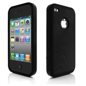  SILICONE SKIN CASE FOR iPhone 4 4Gs Black SWIRLING DESIGN 