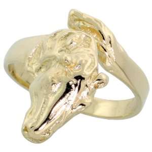    14k Gold Horse Head Ring, 3/4 (19mm) wide, size 8.5 Jewelry