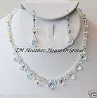 TMHH BRDIAL NECKLACE EARRINGS W/ SWAROVSKI 9 AB BRIOLETTES & CRYSTAL 