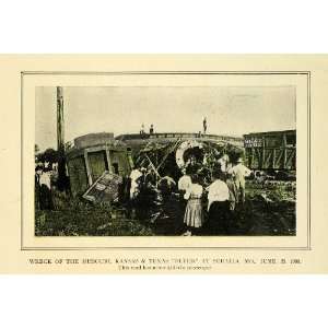  1908 Print Missouri Kansas Texas Railroad Sedalia Wreck 