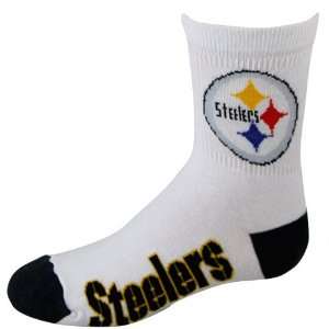   Steelers Youth White Black Quarter Length Socks