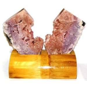 Spirit Quartz Cluster 01 Xl Pink Sparkling Geode Pair Crystal Druzy 
