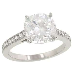  Pave Diamond Eng. Ring with Milgrain .19cttw (CZ ctr 