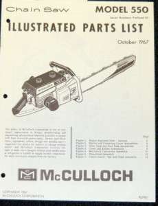 McCulloch 550 Chain Saw Parts List   Parts Manual IPL  