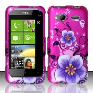 For HTC Radar 4G (T Mobile) Rubberized Hibiscus Flowers Design Snap on 
