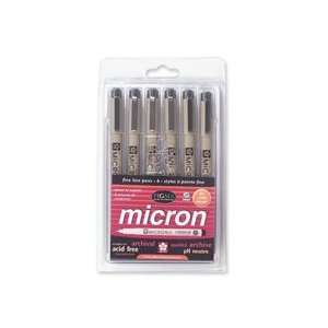  Sakura 30062 Pigma Micron Pen Set Assorted Sizes 6/Pkg 