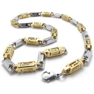 Mens Gold Silver Tone Stainless Steel Necklace Chain US120281  