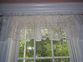 WHITE LACE SHEER VALANCE FLORAL 59 X 13 WVLF194 WINDOW  