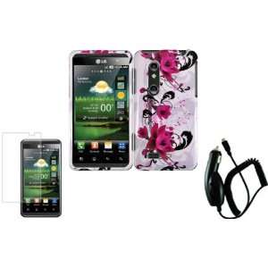  Purple Lily Design Hard Case Cover+LCD Screen Protector 