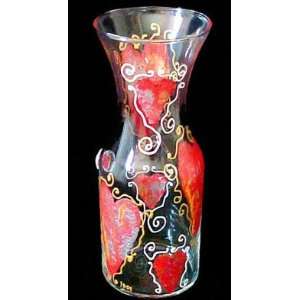  Hearts of Fire Design   Hand Painted   Carafe   1 Liter 