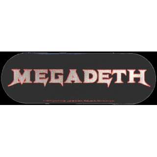 Megadeth   Grey Logo with Red Outline on Rectangle   Sticker / Decal