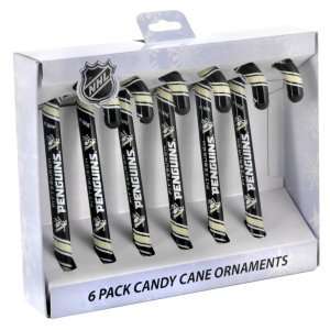  Pittsburgh Penguins Candy Cane Ornaments   Set of 6