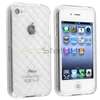   White Soft Diamond TPU Rubber Gel Case Cover Skin for iPhone 4 4G IOS4