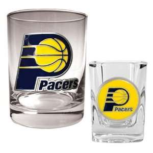 Indiana Pacers Rock Glass & Shot Glass Set Sports 