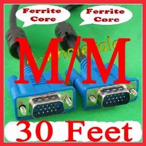 30 FEET SUPER VGA MONITOR MALEx2 EXTENSION CABLE M/M 83  