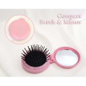  Compact Brush & Mirror Fold   Pink Beauty