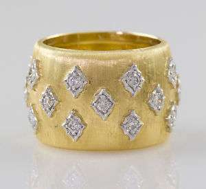 BUCCELLATI 18K White Yellow Gold Diamond Band Ring 7  
