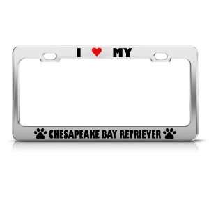 Chesapeake Bay Retriever Paw Love Heart Dog license plate frame 