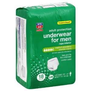  Rite Aid Underwear, for Men, Maximum Absorbency, S/M, 18 