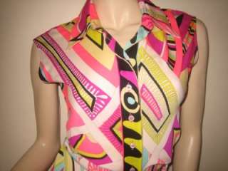   Firenze Womens Multi Color Sleeveless Shirt US size 8 Italy 42  