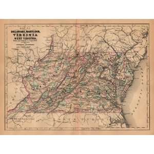  Johnson 1889 Antique Map of Virginia, Maryland & Delaware 