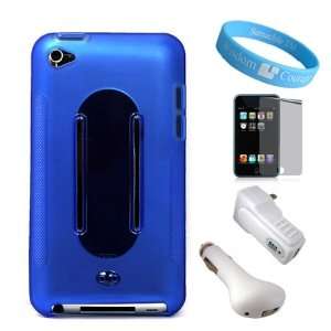  Blue Silicone Skin for Ipod Touch 4th Generation + Armband 