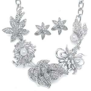  Mariell ~ Abstract Floral Metallic Neck Set Jewelry