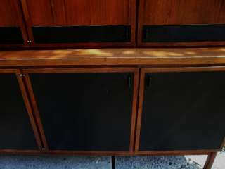 midcentury modern sideboard buffet with hutch walnut wood and black 