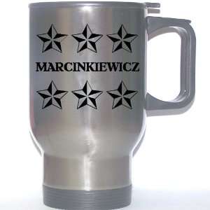 Personal Name Gift   MARCINKIEWICZ Stainless Steel Mug (black design 