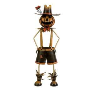 39 Country Pumpkin Scarecrow Flower Pot with Suspenders  