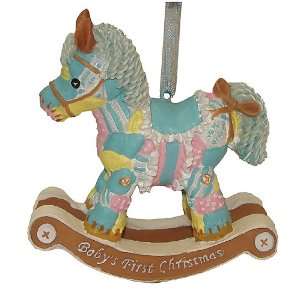  3 Babys First Christmas Rocking Horse Ornament For A Boy 