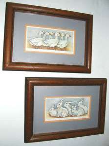 SET OF 2 SIGNED NUMBERED GRACE FEYOCK BUNNIES GEESE LMT  