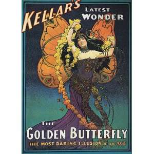   Kellar Golden Butterfly Magic Magician Vintage Poster Reprint 18x24