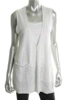 Eileen Fisher NEW Cardigan White Linen Sale Misses Sweater M  
