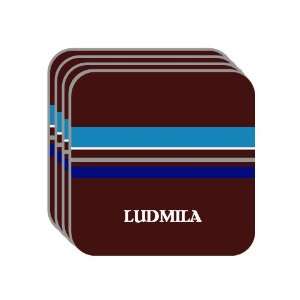 Personal Name Gift   LUDMILA Set of 4 Mini Mousepad Coasters (blue 