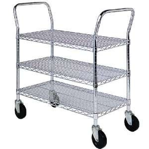 SPG MA Steel Wire Service Cart with Rubber Caster, 3 Shelves, Zinc 