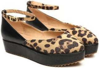 Stylish women shoes unique leopard patched thick sole strappy 