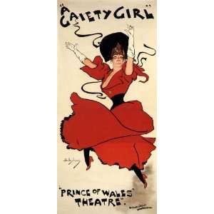  OF WALES THEATRE RED DRESS VINTAGE POSTER CANVAS REPRO