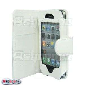 White Wallet Flip Leather Case Cover For iPhone 4 4G  