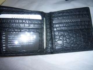 New Perry Ellis Croco Credit Card Leather Attache.Blk  