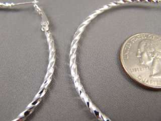 Silver tone set 3 pair thin wire hoop hoops earrings 2.25 2 1.75 