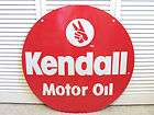Vintage ENAMEL 2 SIDED LARGE KENDALL MOTOR OIL Sign GAS STATION RATROD 