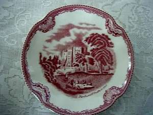 Staffordshire Red/Pink Kenilworth Castle Plate  England  