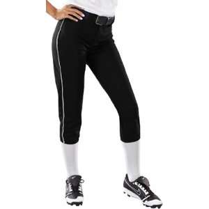  Girls 14Oz Low Rise Piped Pro Style Softball Pant 45 BLACK 