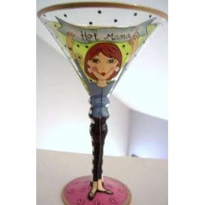  Hot Mama Hand Painted Martini Art Glass 