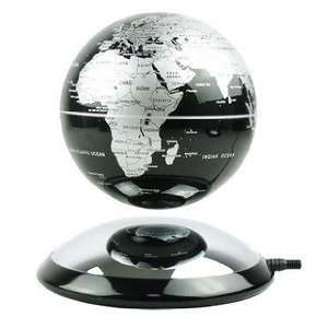  Levitating Globes 6 Inches Silver & Black