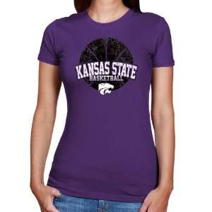  Kansas State Wildcats Ladies Purple Weathered Basketball 